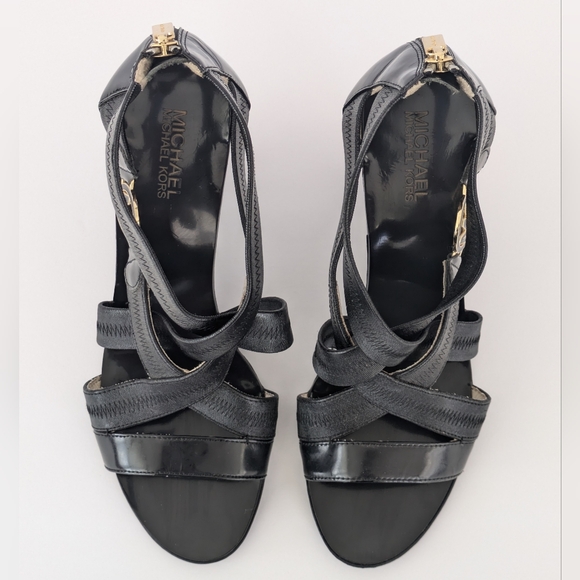 Michael Michael Kors Women's Size 9.5 Robertson Strappy Cross Strap Cone Heels - Picture 6 of 16